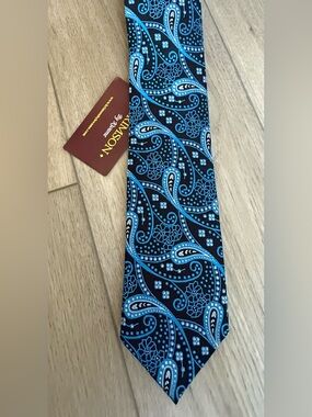 Krimson Black and Light Blue Paisley Silk Tie